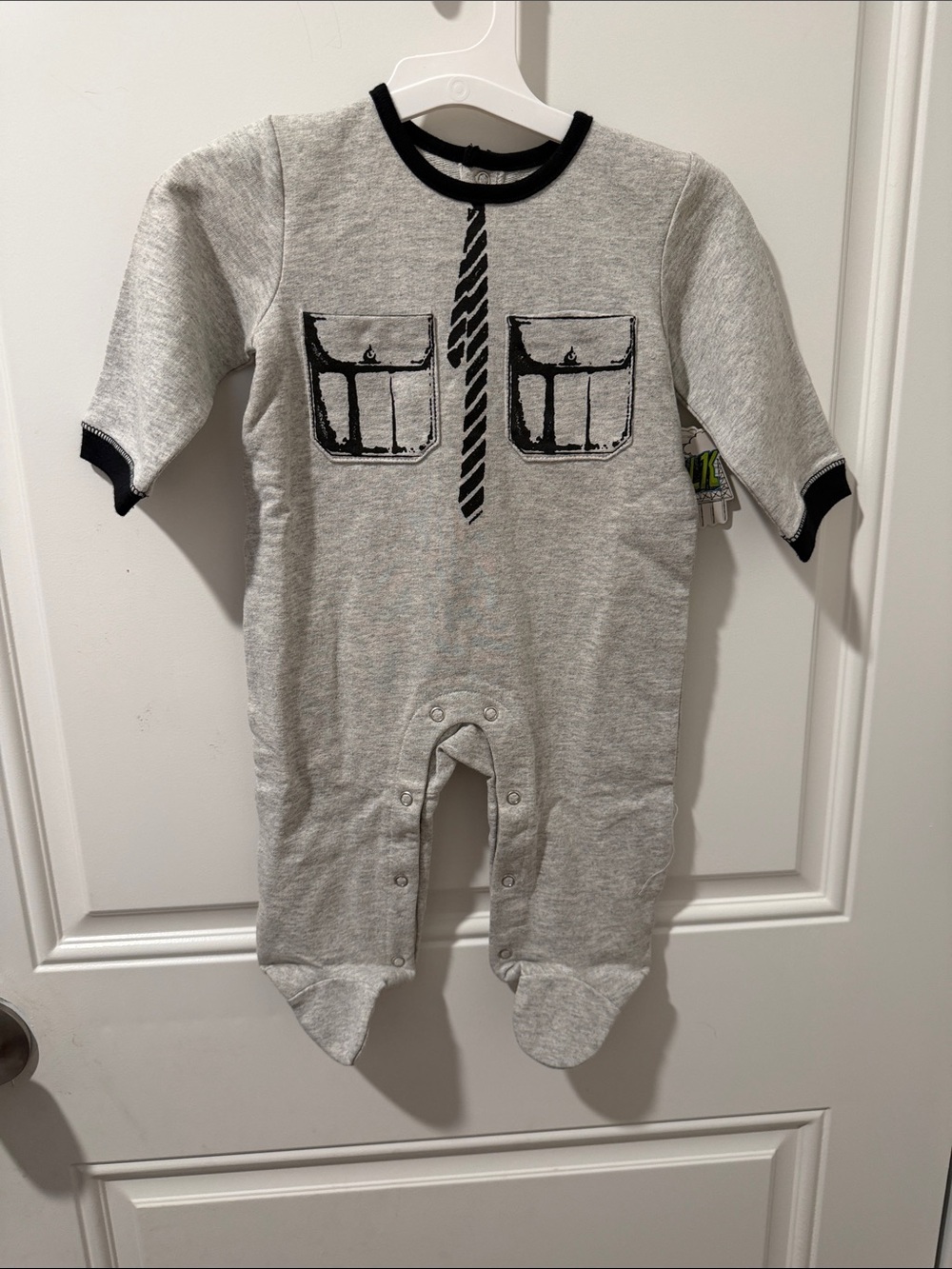 Kapital K Grey Baby One-Piece with Pocket and Tie Print size 6-9 months NWT